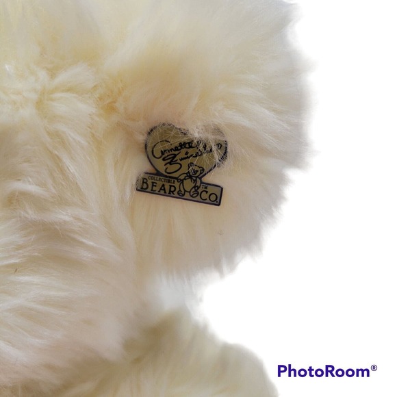 Annette Funicello Jointed White Teddy Bear Bunny Rabbit Slippers Heart Chain 13" - Picture 10 of 10